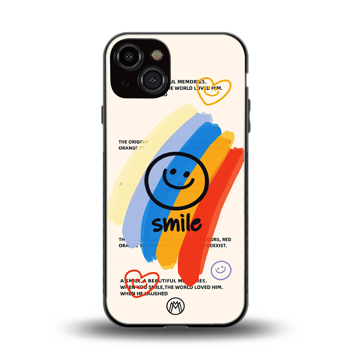 smile colourful back phone cover | glass case for iphone 13