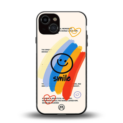 smile colourful back phone cover | glass case for iphone 13