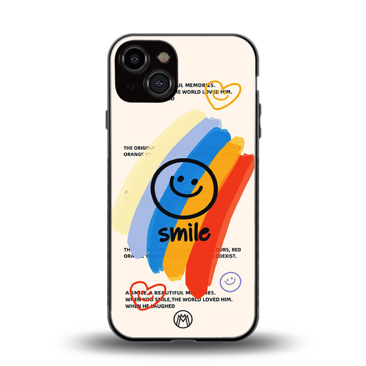 smile colourful back phone cover | glass case for iphone 13