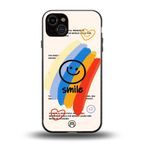 smile colourful back phone cover | glass case for iphone 15 plus