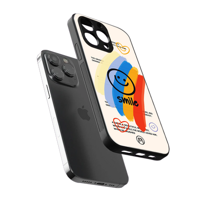 smile colourful back phone cover | glass case for iphone 14 pro max