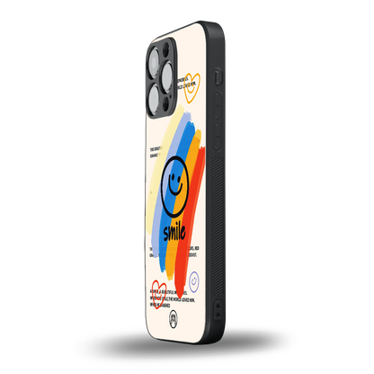 smile colourful back phone cover | glass case for iphone 14 pro max