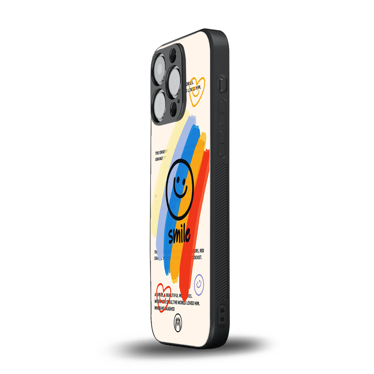 smile colourful back phone cover | glass case for iphone 14 pro