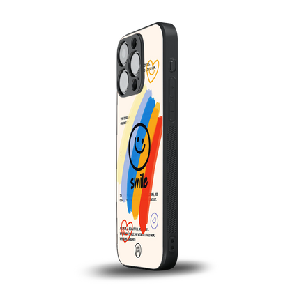 smile colourful back phone cover | glass case for iphone 14 pro