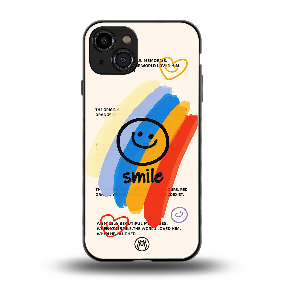 smile colourful back phone cover | glass case for iphone 15