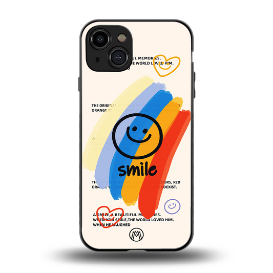 smile colourful back phone cover | glass case for iphone 14