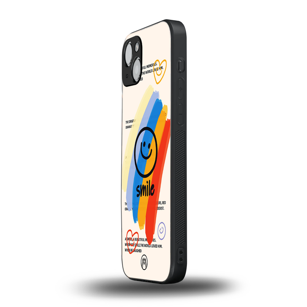 smile colourful back phone cover | glass case for iphone 15