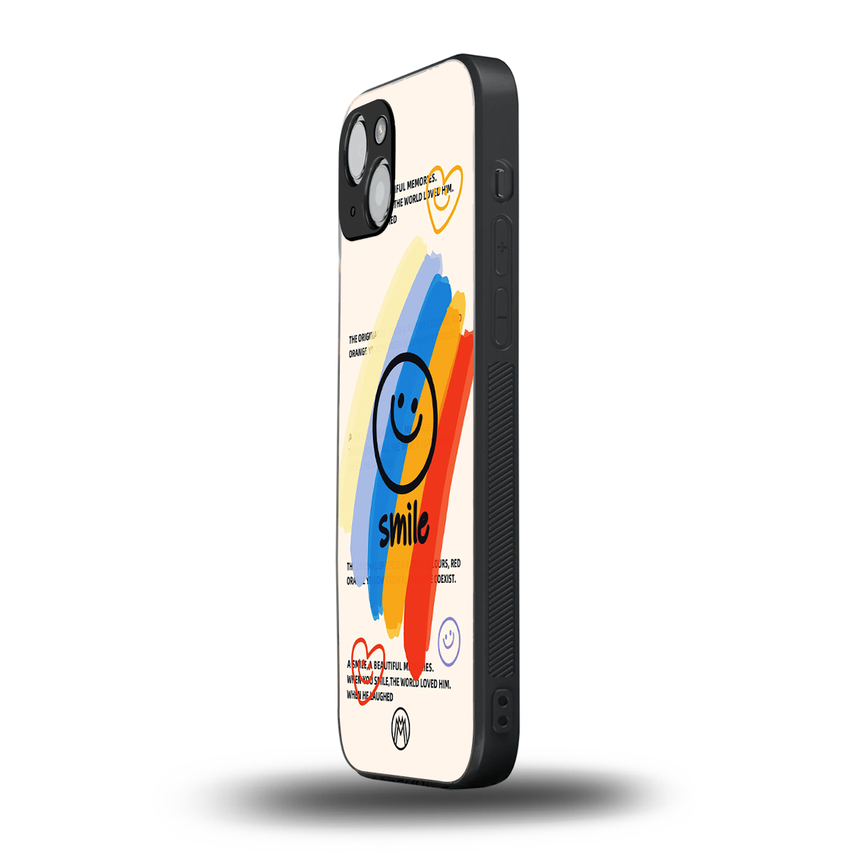 smile colourful back phone cover | glass case for iphone 15