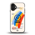 smile colourful back phone cover | glass case for iphone 16 plus