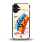 smile colourful back phone cover | glass case for iphone 16 plus