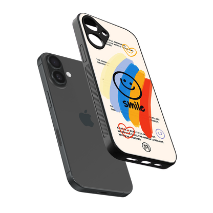 smile colourful back phone cover | glass case for iphone 16 plus