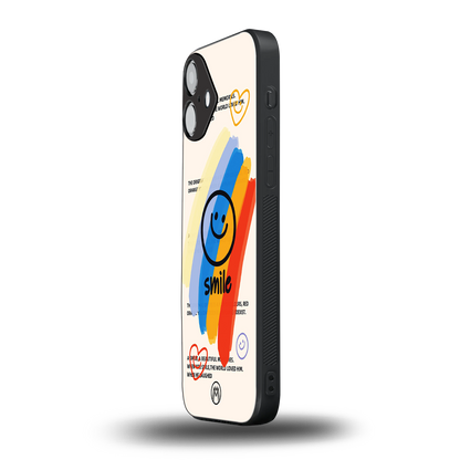 smile colourful back phone cover | glass case for iphone 16 plus