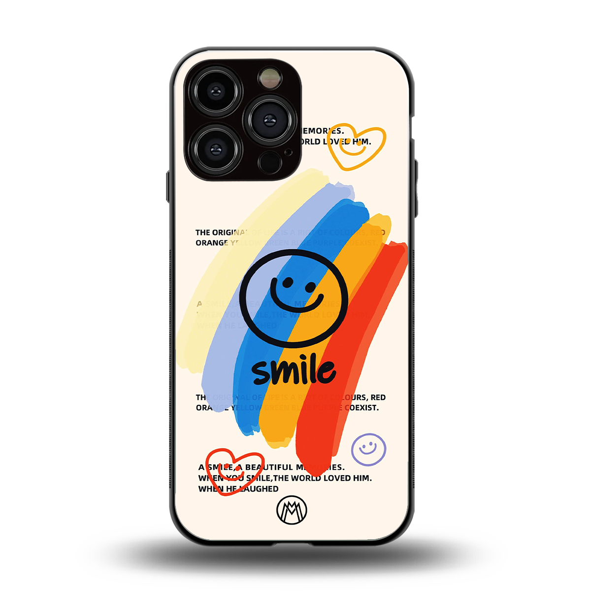 smile colourful back phone cover | glass case for iphone 16 pro max