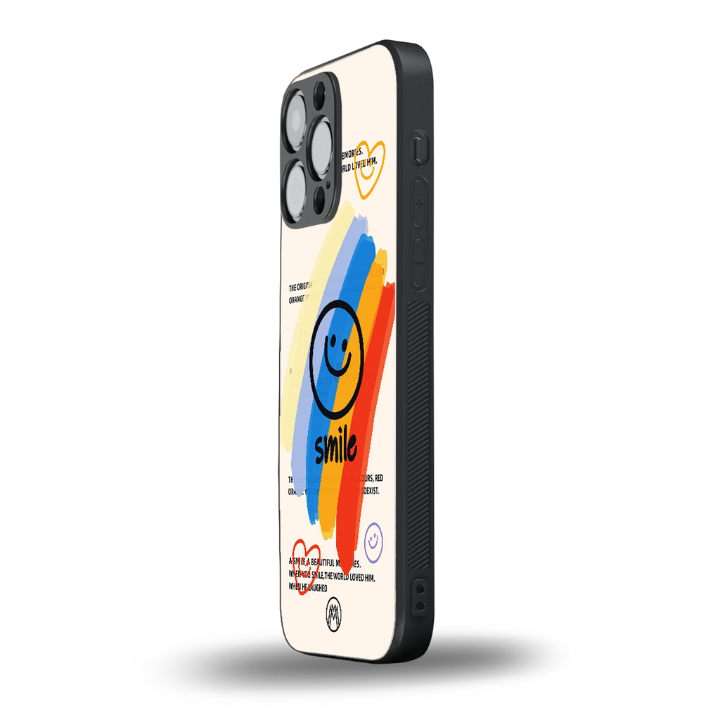 smile colourful back phone cover | glass case for iphone 16 pro max
