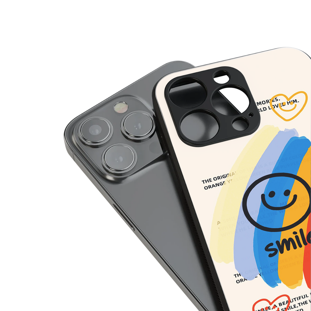 smile colourful back phone cover | glass case for iphone 16