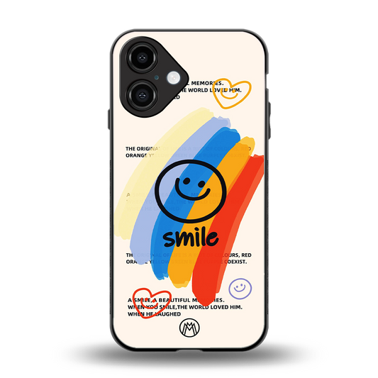 smile colourful back phone cover | glass case for iphone 16