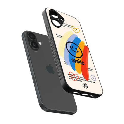 smile colourful back phone cover | glass case for iphone 16
