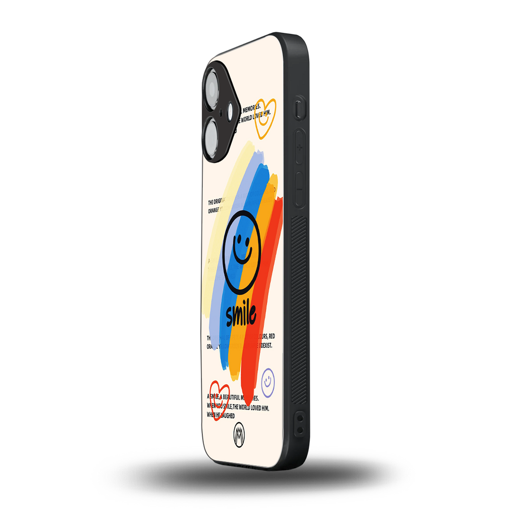 smile colourful back phone cover | glass case for iphone 16