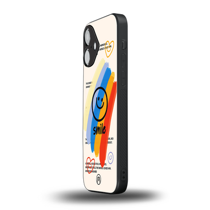 smile colourful back phone cover | glass case for iphone 16