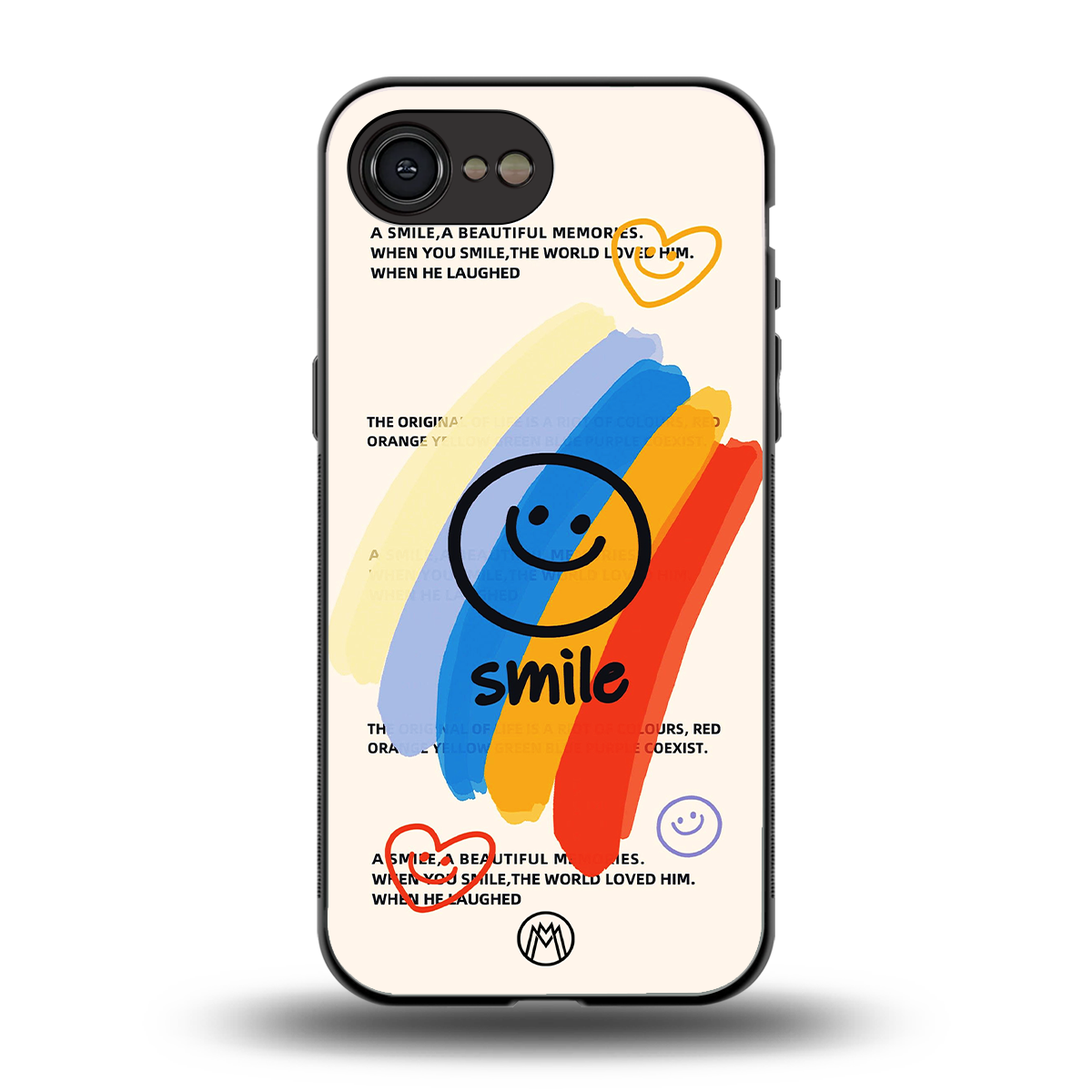 smile colourful back phone cover | glass case for iphone 16e