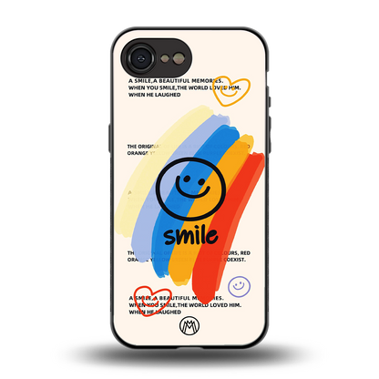 smile colourful back phone cover | glass case for iphone 16e