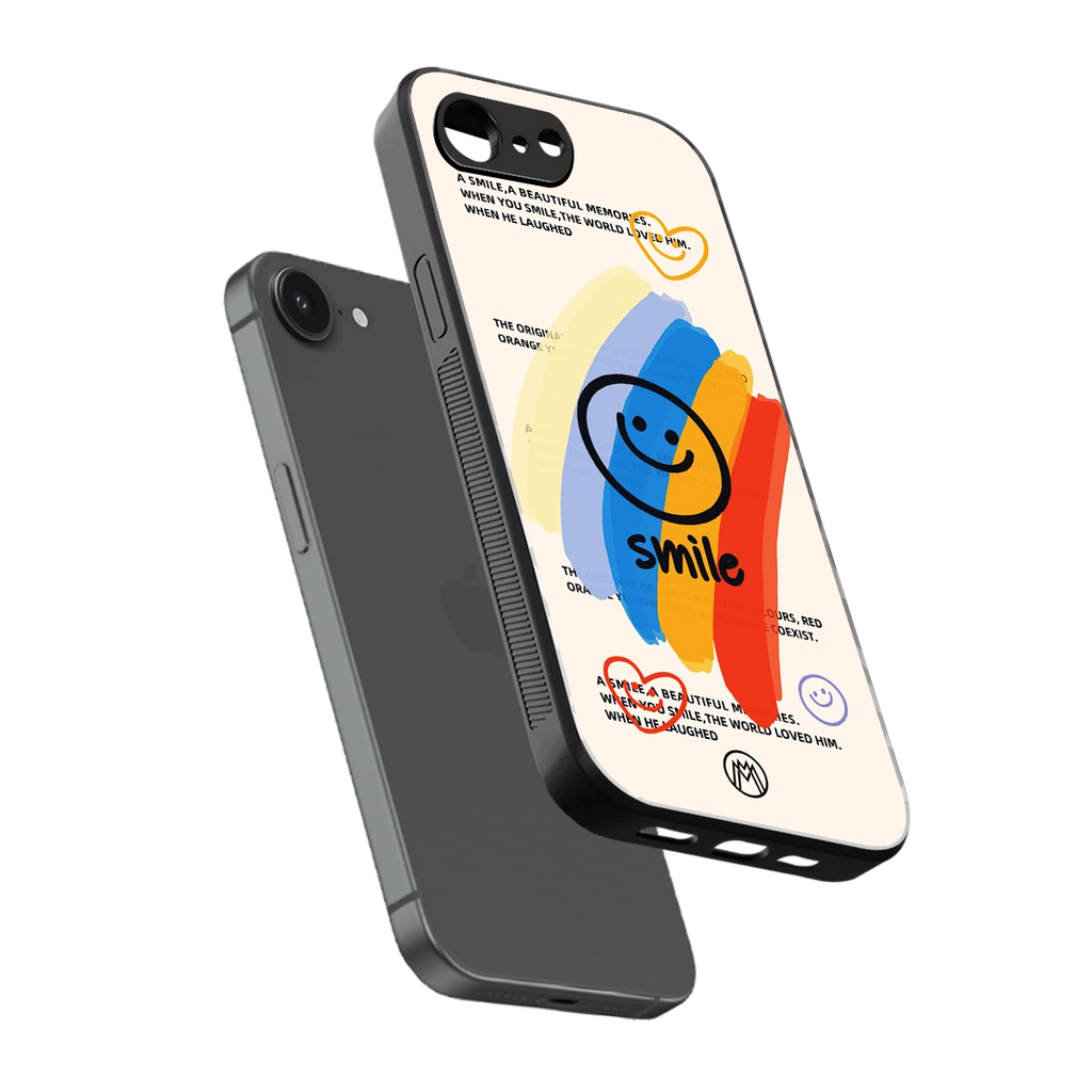 smile colourful back phone cover | glass case for iphone 16e