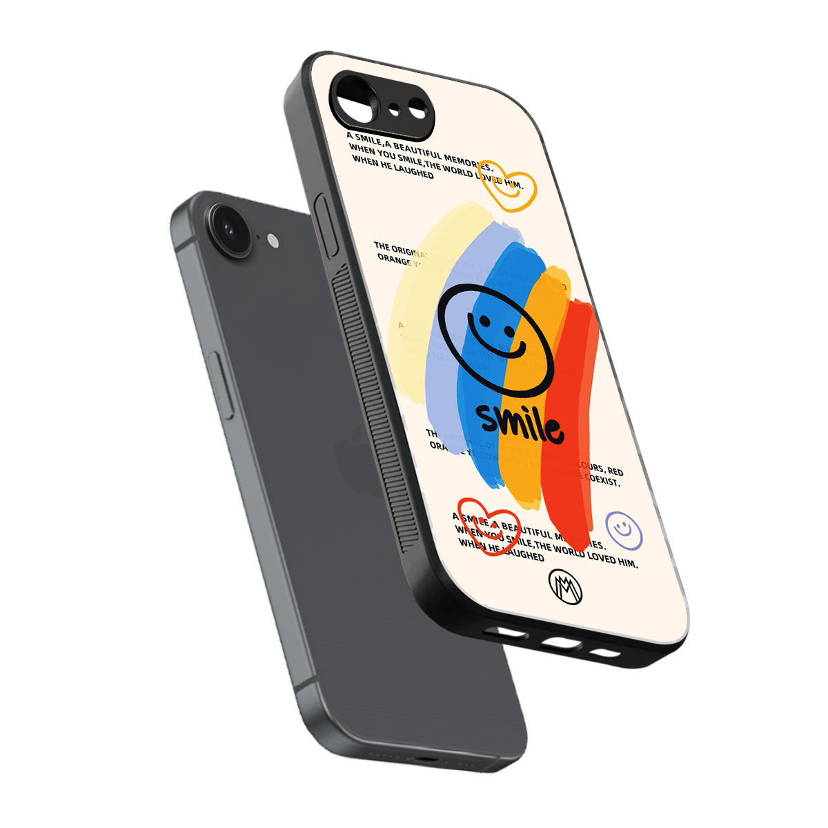 smile colourful back phone cover | glass case for iphone 16e