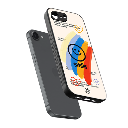 smile colourful back phone cover | glass case for iphone 16e