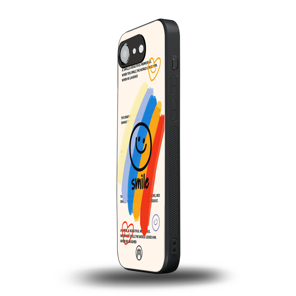 smile colourful back phone cover | glass case for iphone 16e