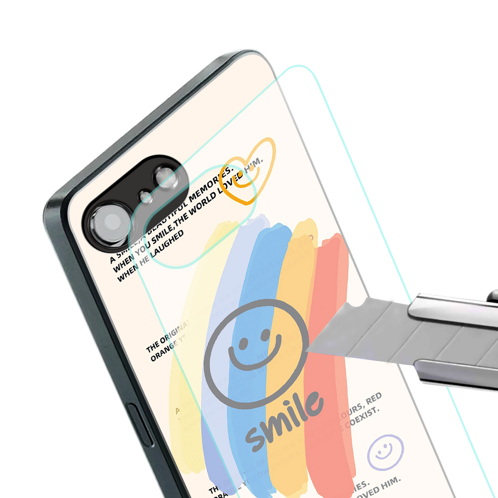smile colourful back phone cover | glass case for iphone 16e