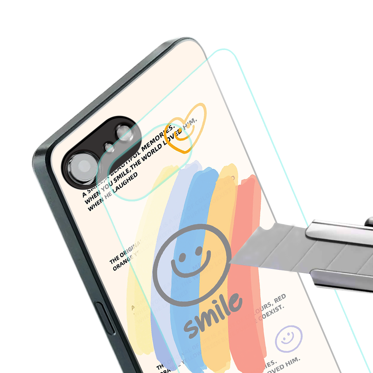 smile colourful back phone cover | glass case for iphone 16e