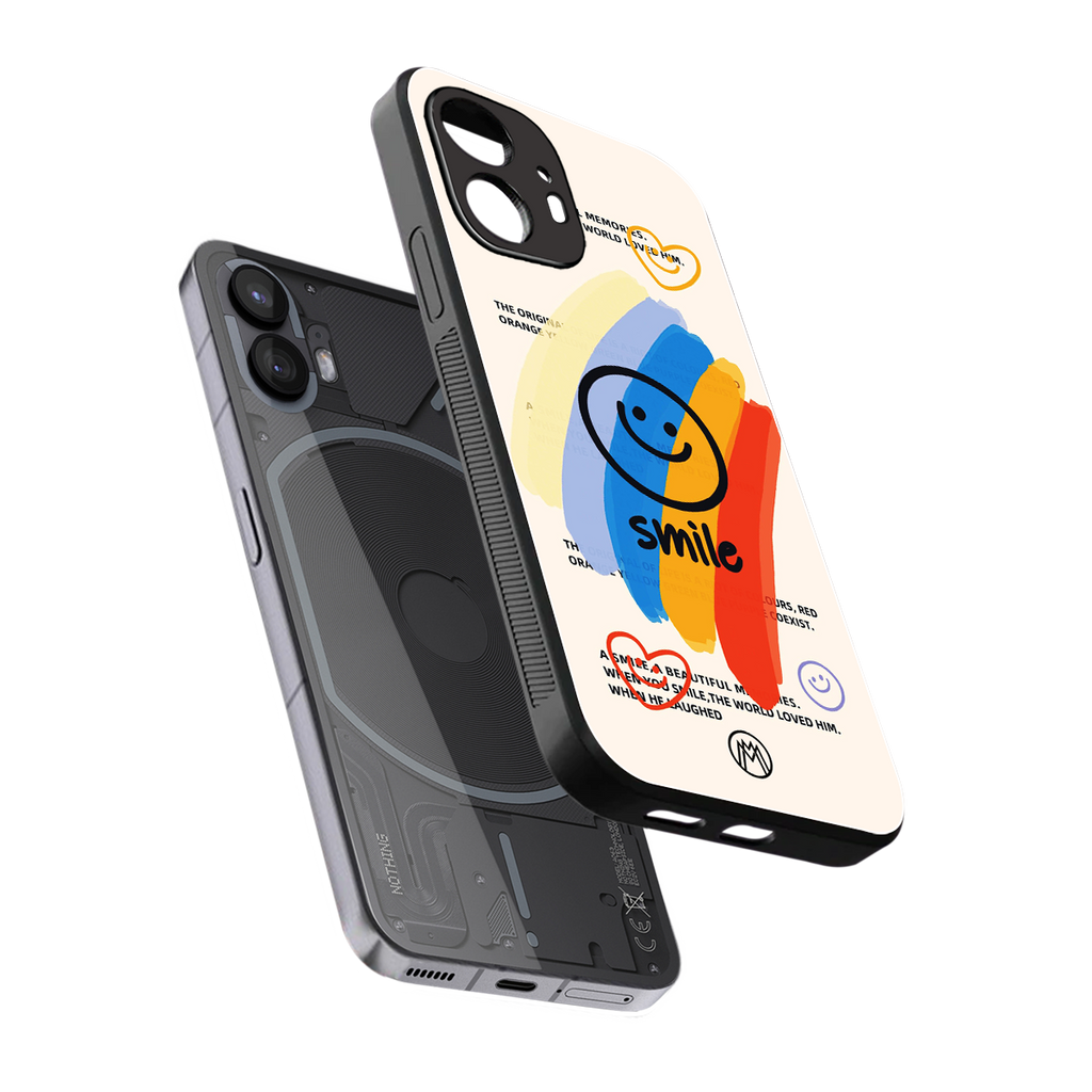 smile colourful back phone cover | glass case for nothing phone 2