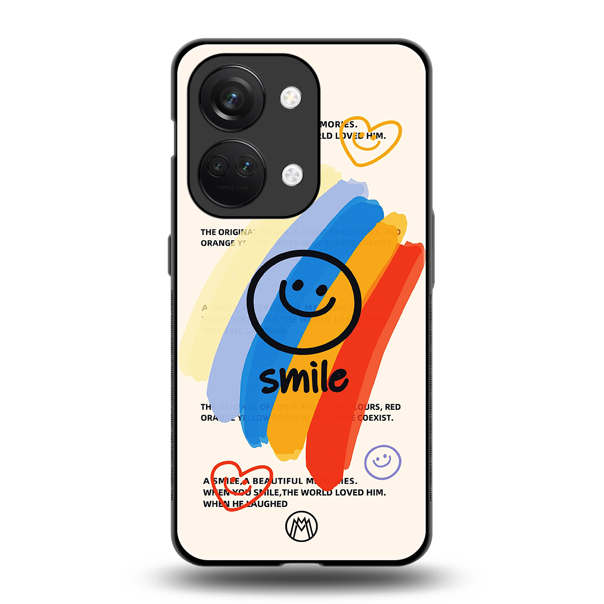 smile colourful back phone cover | glass case for oneplus nord 3