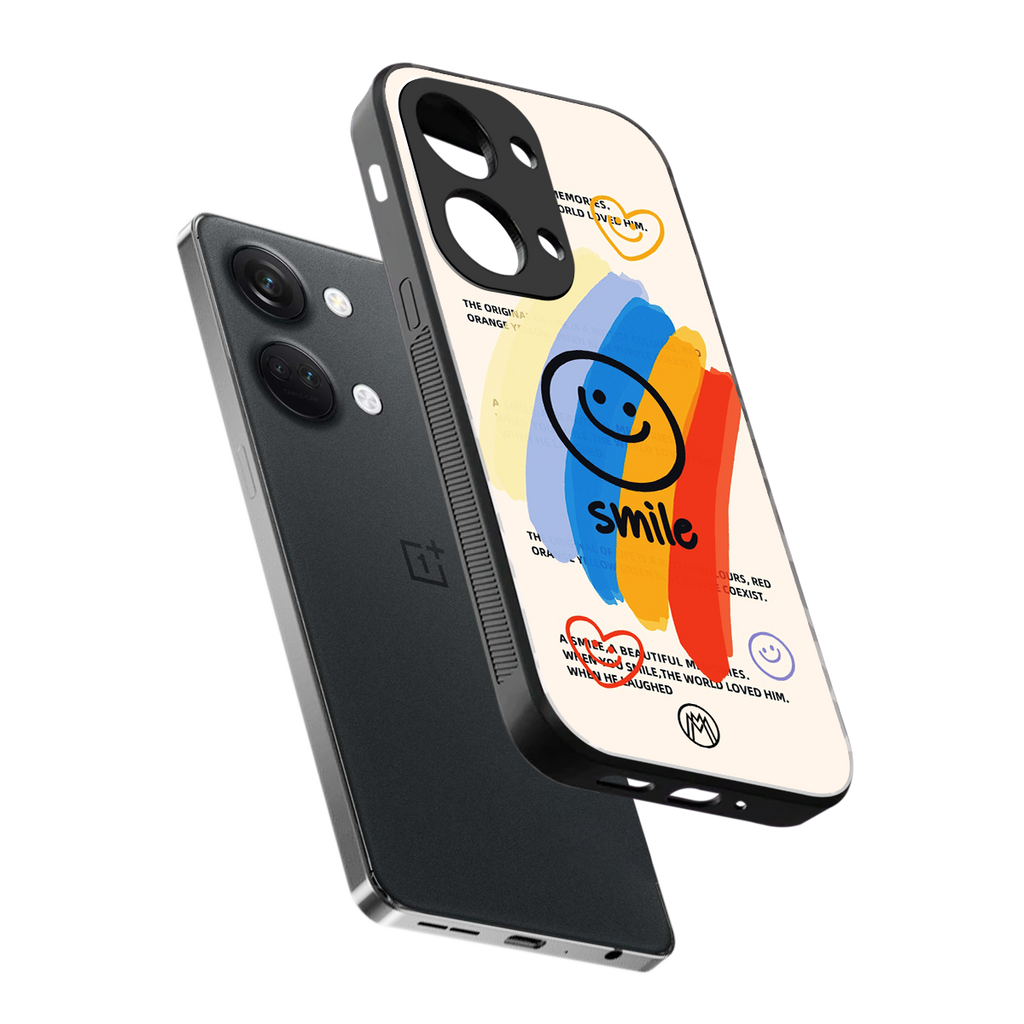 smile colourful back phone cover | glass case for oneplus nord 3