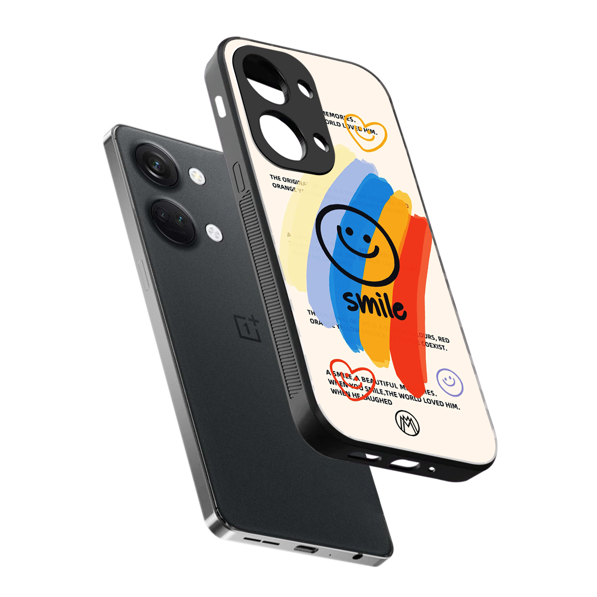 smile colourful back phone cover | glass case for oneplus nord 3