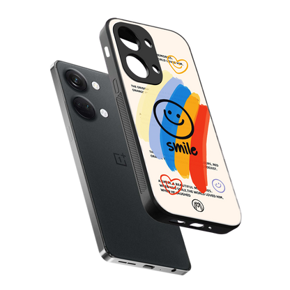 smile colourful back phone cover | glass case for oneplus nord 3
