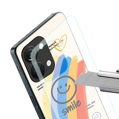 smile colourful back phone cover | glass case for oneplus nord 3