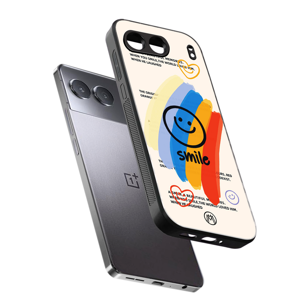 smile colourful back phone cover | glass case for oneplus nord 4
