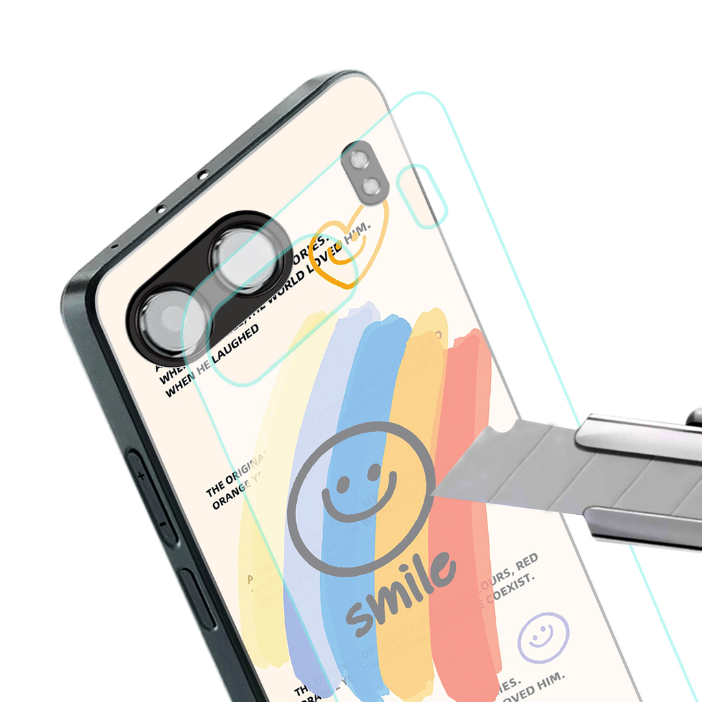 smile colourful back phone cover | glass case for oneplus nord 4