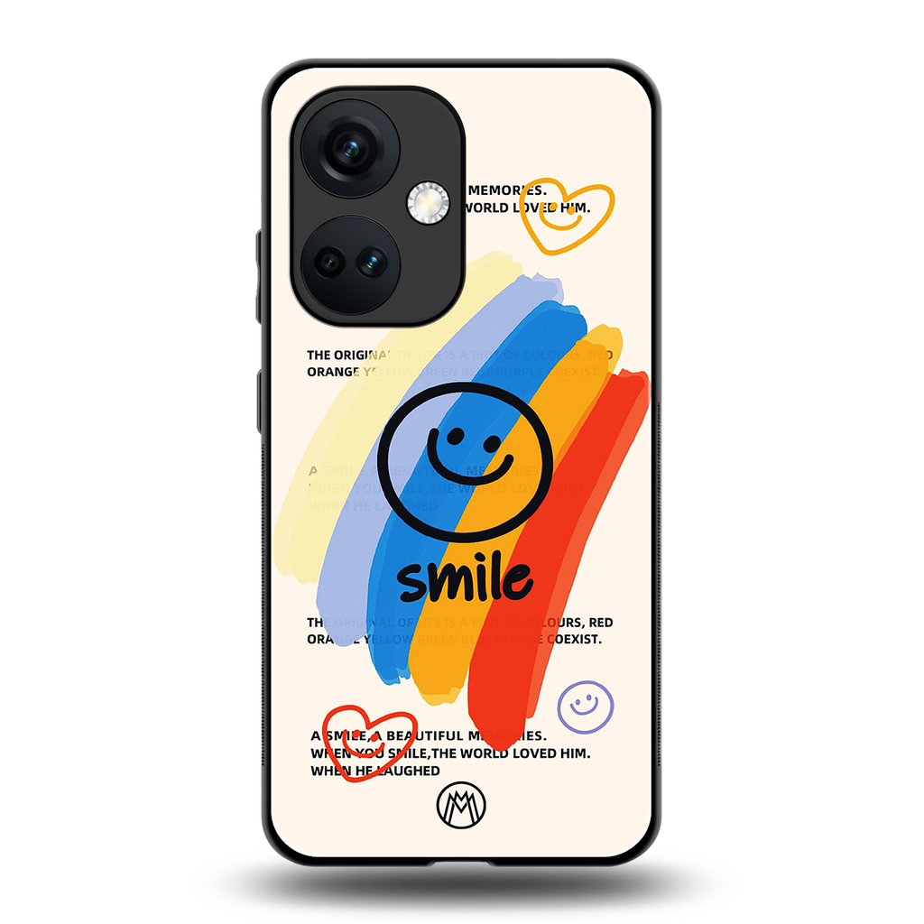 smile colourful back phone cover | glass case for oneplus nord ce 3