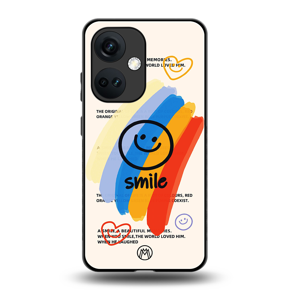 smile colourful back phone cover | glass case for oneplus nord ce 3