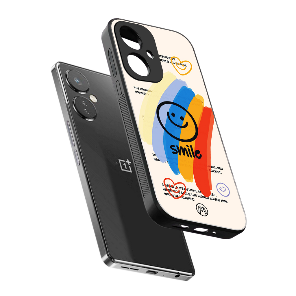 smile colourful back phone cover | glass case for oneplus nord ce 3