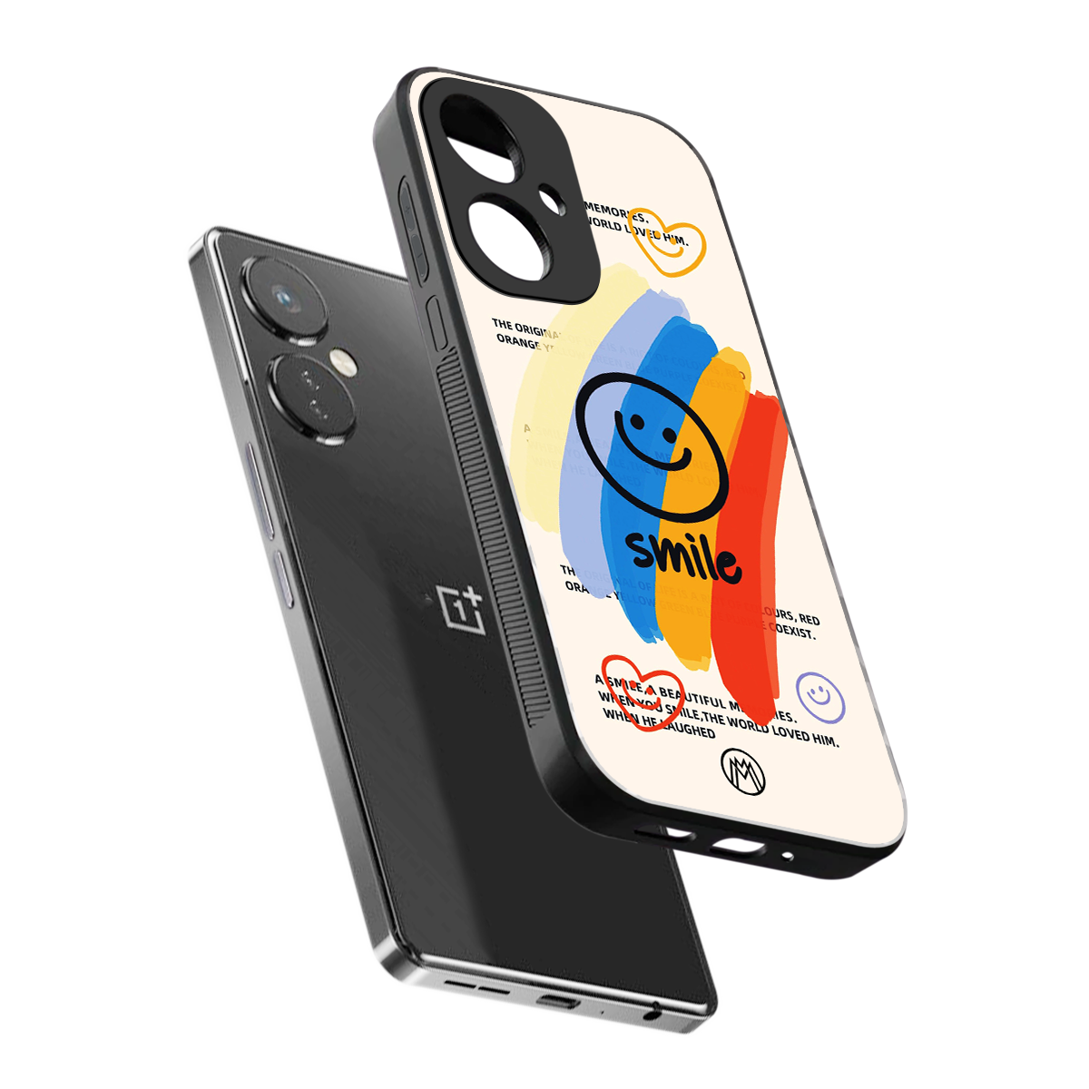 smile colourful back phone cover | glass case for oneplus nord ce 3