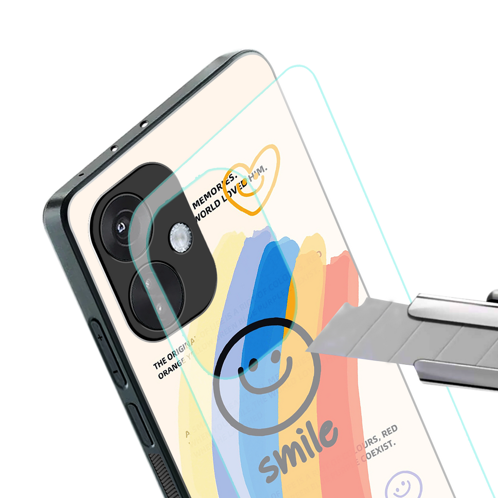 smile colourful back phone cover | glass case for oneplus nord ce 3
