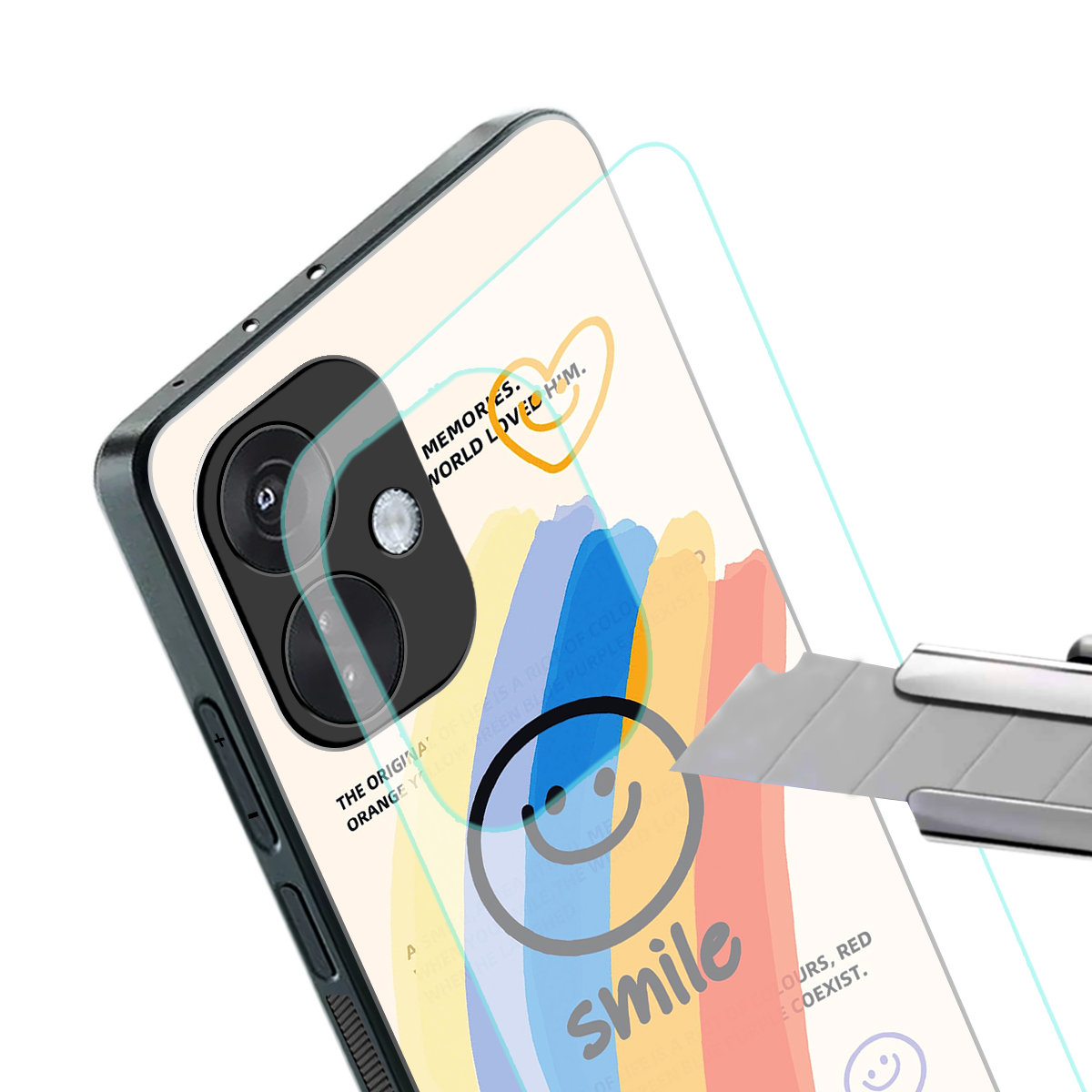 smile colourful back phone cover | glass case for oneplus nord ce 3