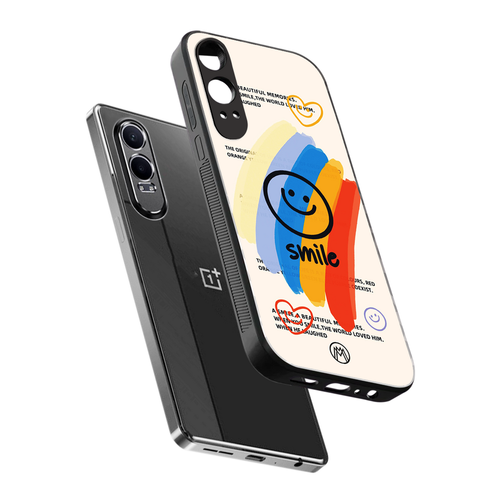 smile colourful back phone cover | glass case for oneplus nord ce 4 lite