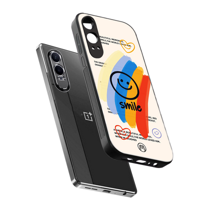 smile colourful back phone cover | glass case for oneplus nord ce 4 lite