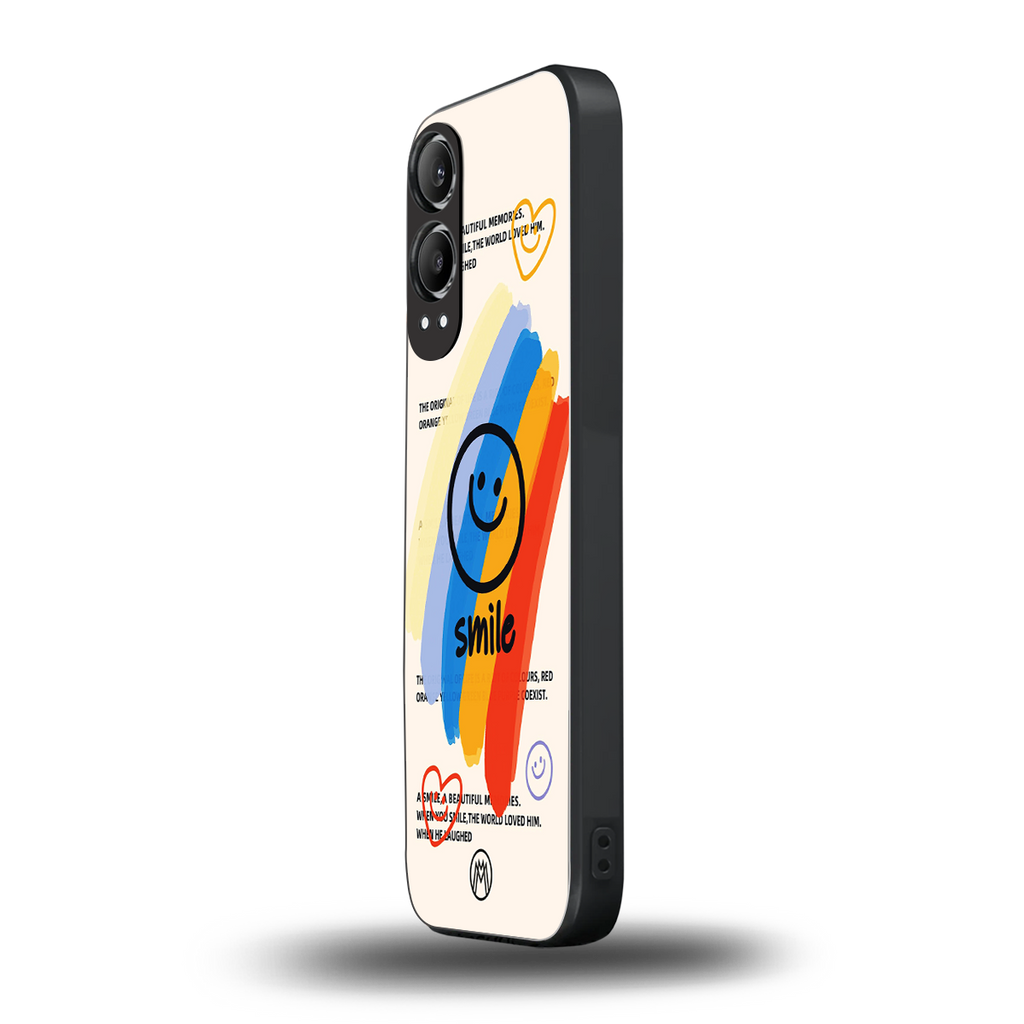 smile colourful back phone cover | glass case for oneplus nord ce 4 lite