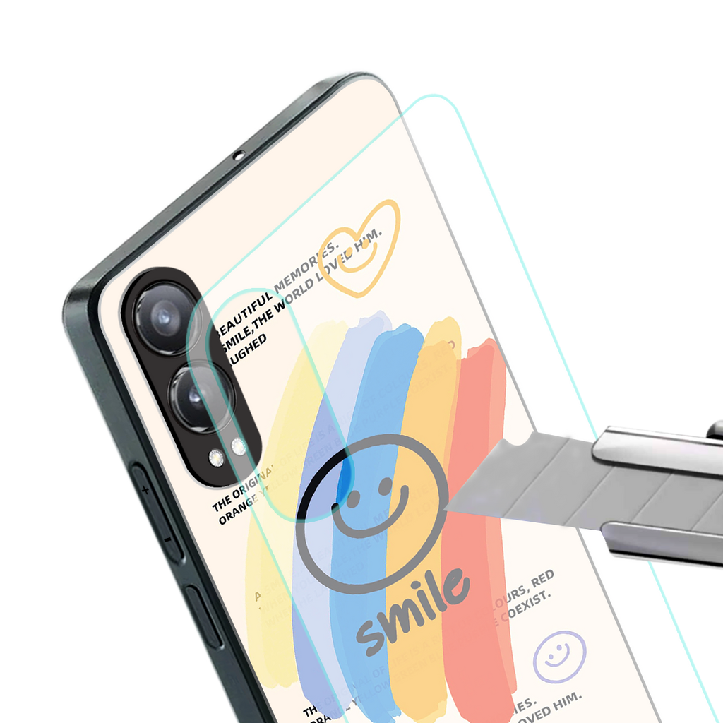 smile colourful back phone cover | glass case for oneplus nord ce 4 lite