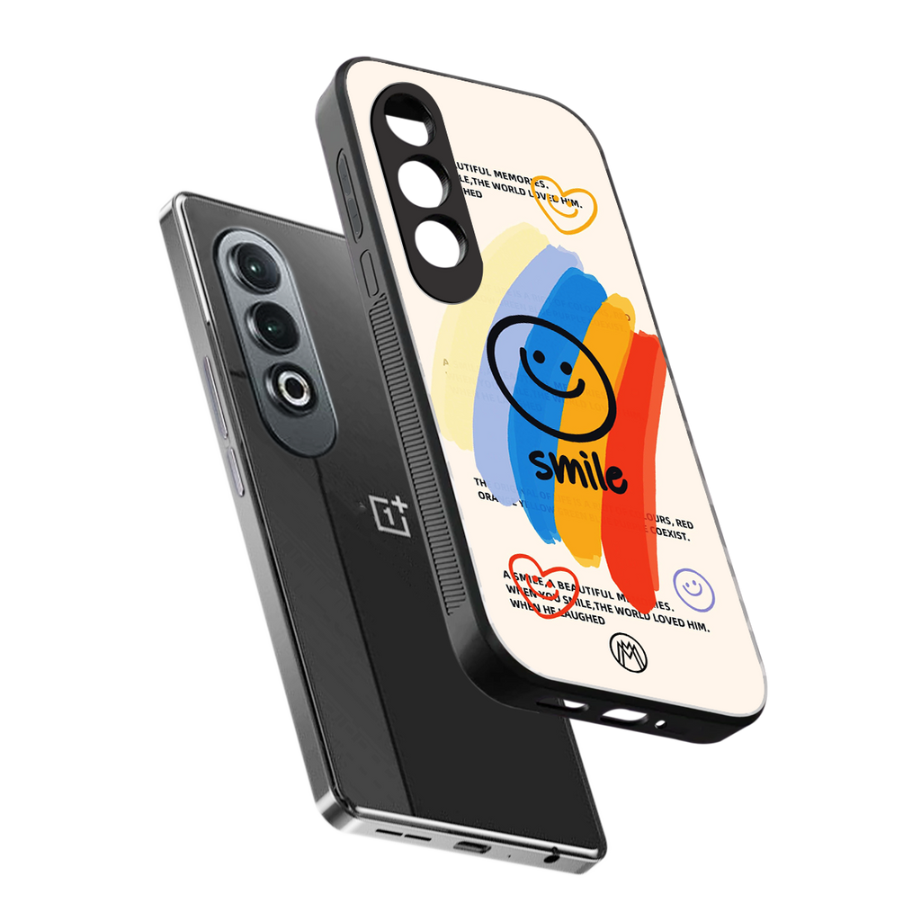 smile colourful back phone cover | glass case for oneplus nord ce 4